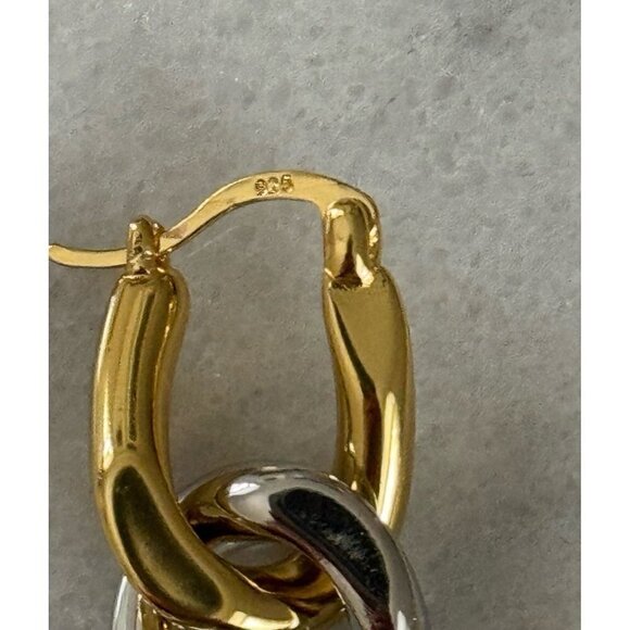 COPY - COPY - Sterling Silver Two Tone Gold Double Hoop Chunky Earrings Brand N… - Picture 2 of 3